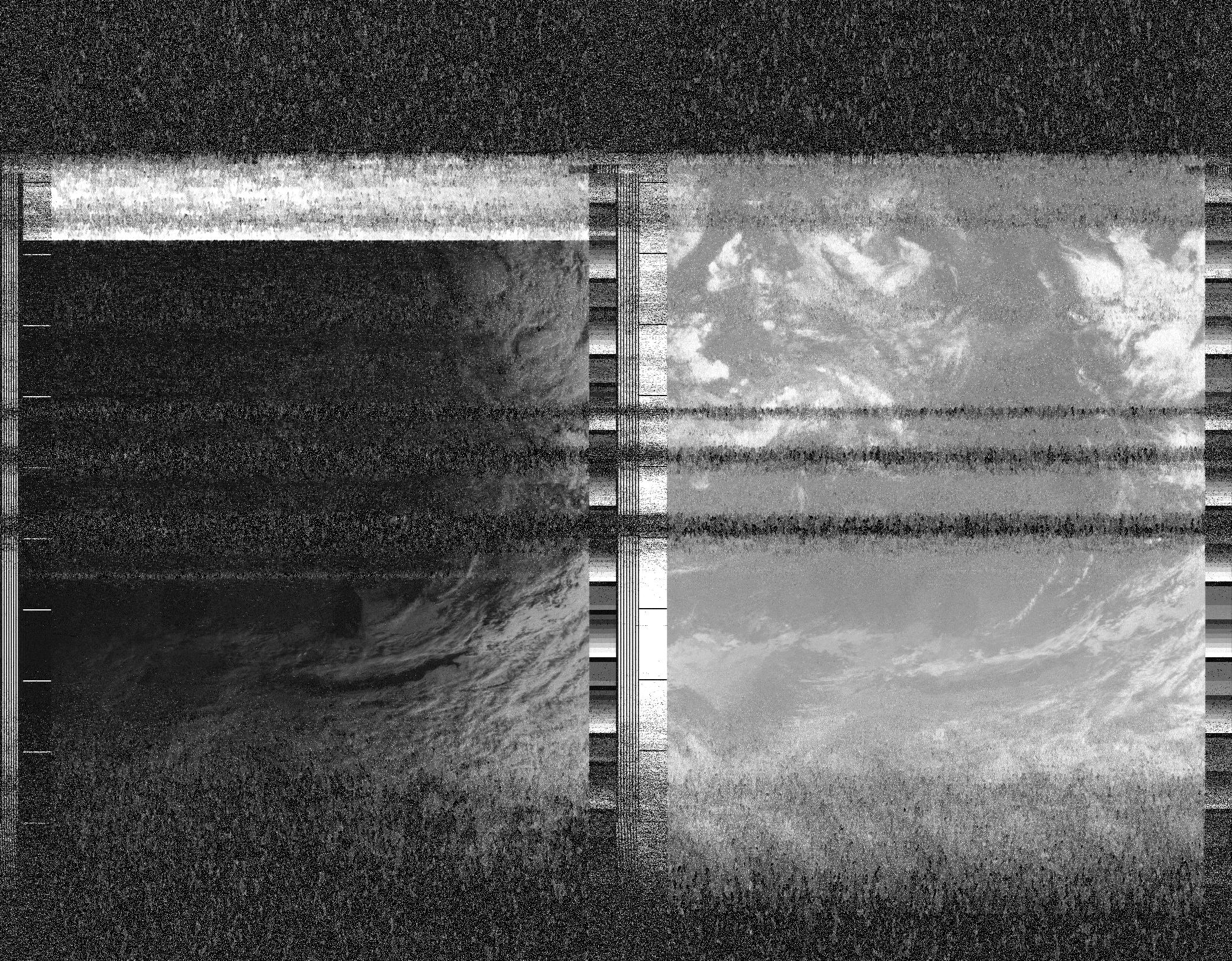 An image captured from a NOAA-18 satellite with lots of noise